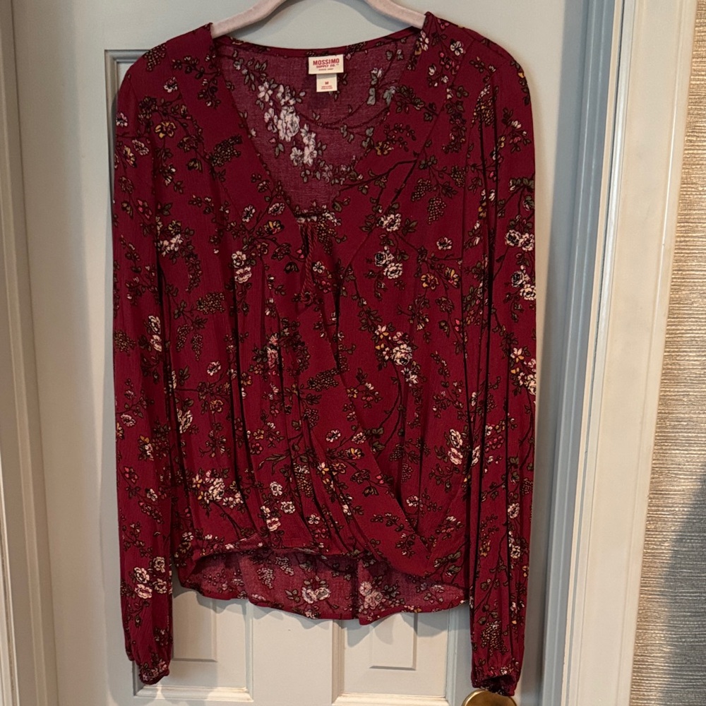 Mossimo Supply Co. Burgundy Floral Top